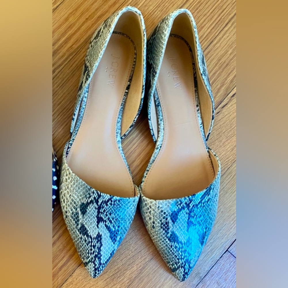 J. Crew Zoe D'orsay flats snake SZ 10